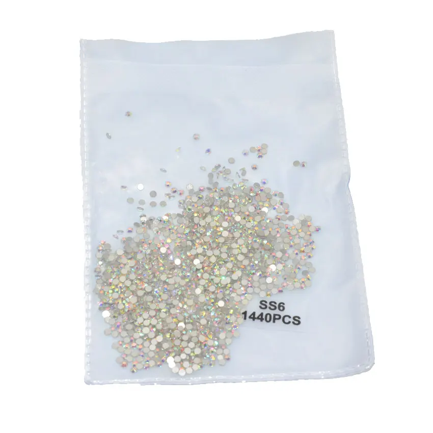 SS6 AB 1440pcs Стразы для нейл-арта, Хрустальные стеклянные камни, 3D сделай сам, украшение для нейл-арта, смешанный размер 6/9, плоская задняя сторона, не горячая фиксация клей на драгоценных камнями - Цвет: SS6 AB 1440pcs