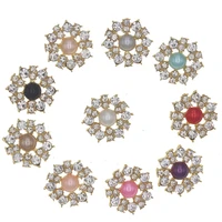 new 10pcs 21mm rhinestone pearl button metal rhinestones buttons decorative for clothing bottoni manualidades costura decorativi