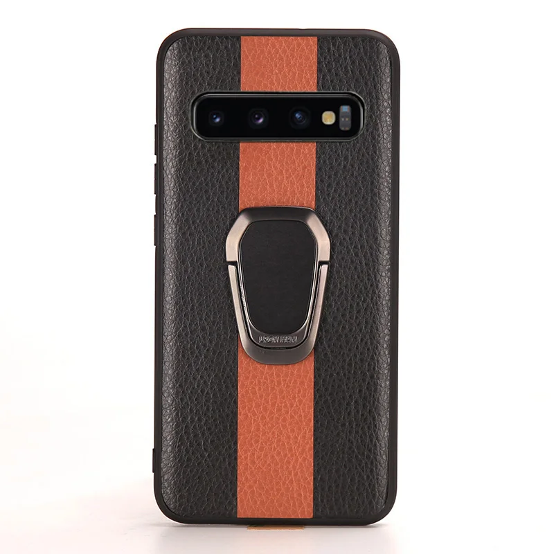 Автомобильный чехол для телефона для samsung S10 плюс S7 S8 S9 Note 8 9 A5 J5 J7 A7 A8 J6 A70 A50 A40 A30 модные Вращающийся Кронштейн кольцо - Цвет: Black and Brown