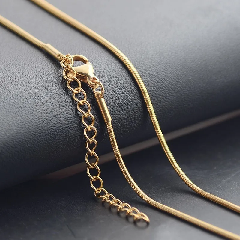 RIR 1 PCS Snake Necklace Stainless Steel Gold Silver Rose Fashion Simple 1.2mm and 1.5mm Chain 18 - 28 Inch Choose | Украшения и
