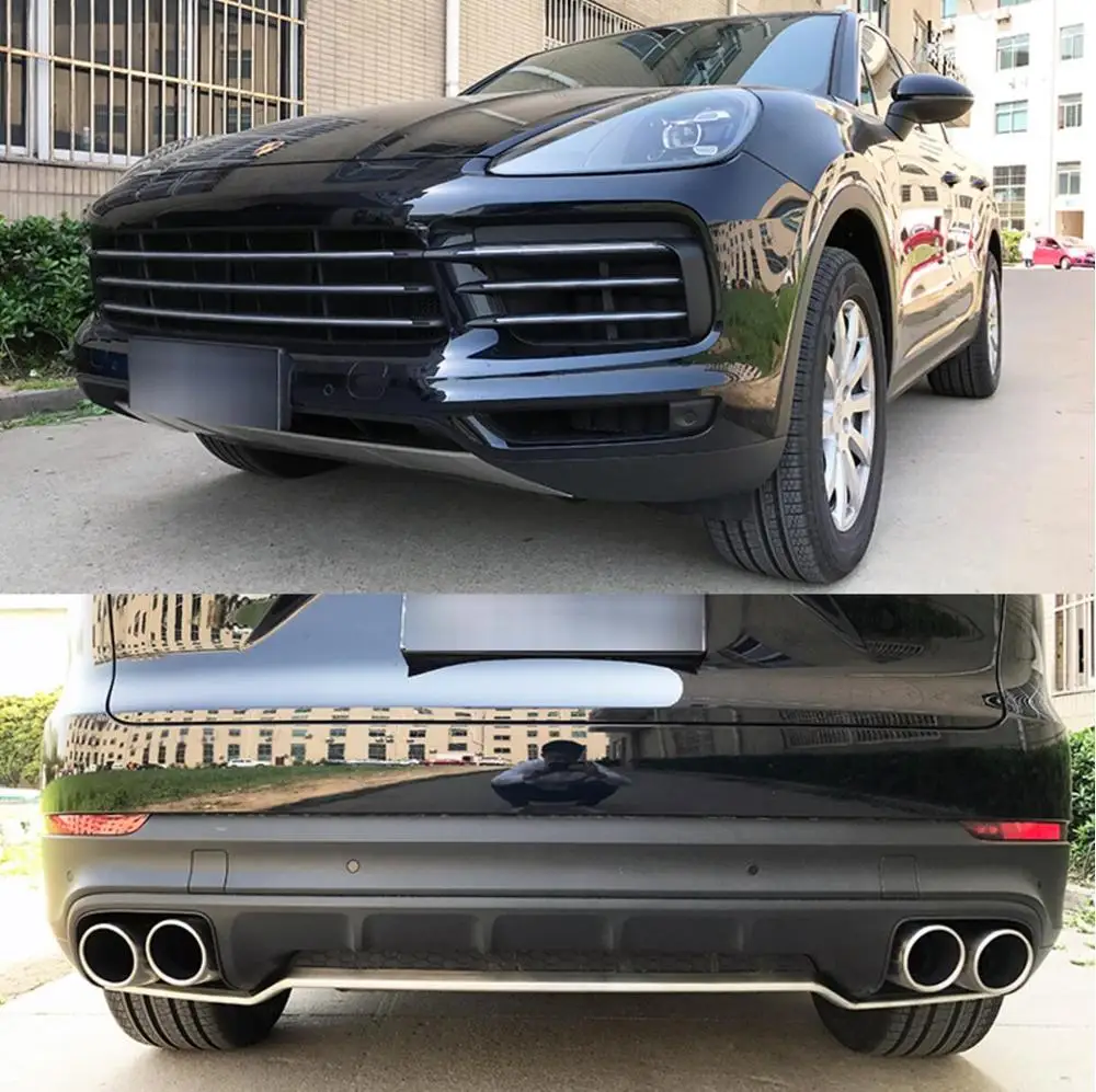 For Porsche Cayenne 2018 2019 2020 Front + Rear Bumper Diffuser Stainless steel Bumpers Guard skid plate car accessories | Автомобили и