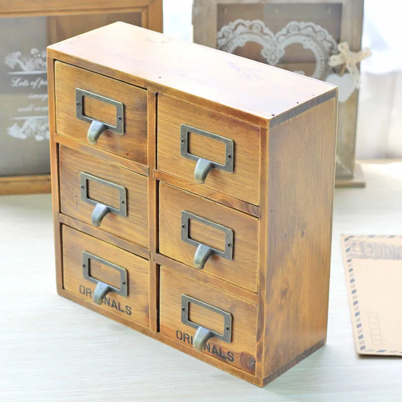 Креативная винтажная деревянная коробка для хранения украшений имитирующая