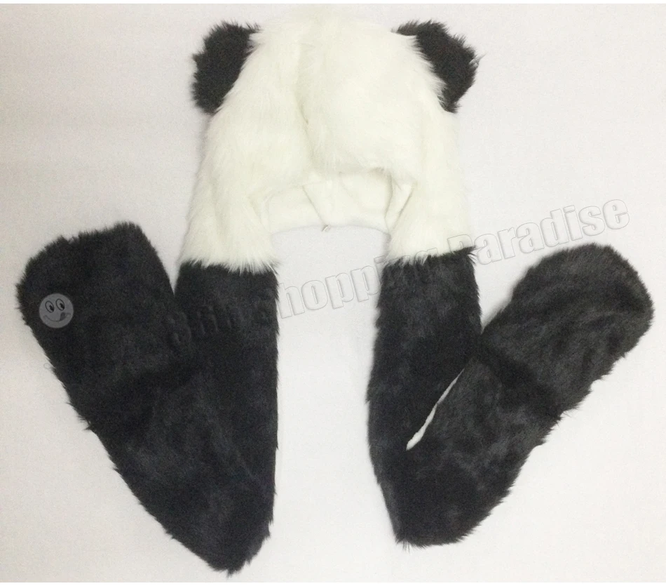 1 шт./лот, популярный капюшон из искусственного меха Crazy Panda высокого качества, шапка с ушками и ручными карманами, 3 в 1 Функция