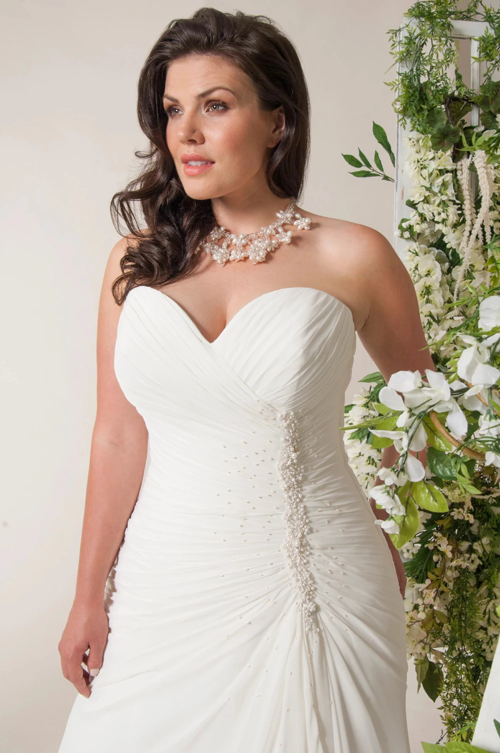 Элегантное свадебное платье больших размеров Vestido de Novia с коротким шлейфом белого/цвета слоновой кости шифоновое свадебное платье с жемчугом