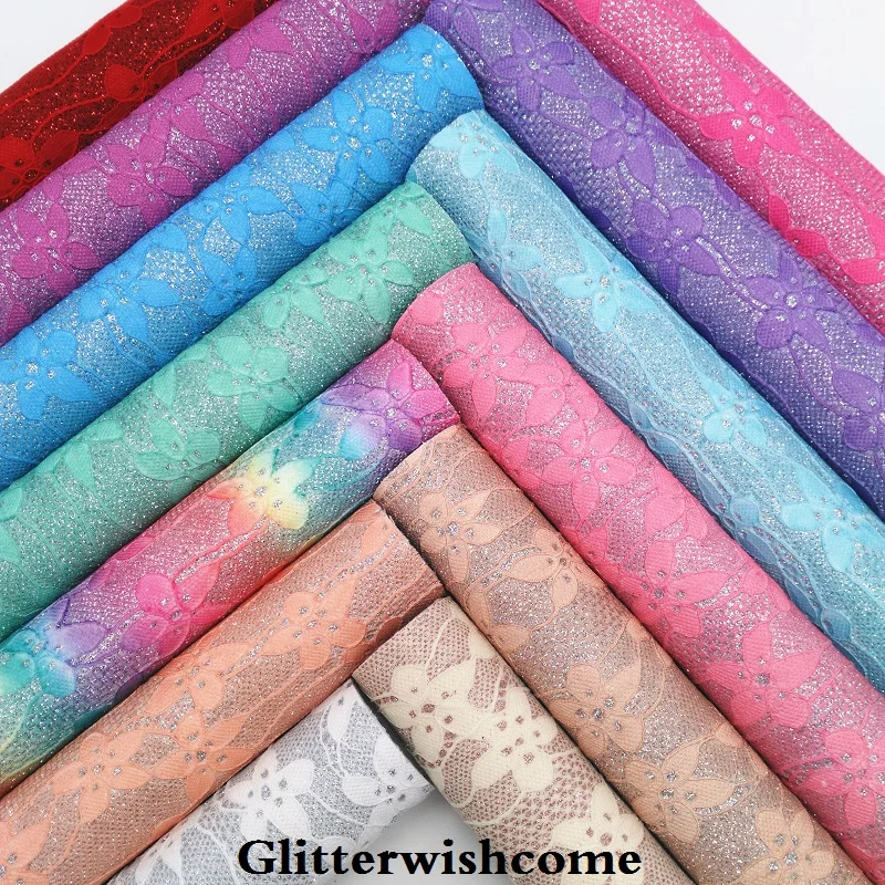Glitterwishcome 21X29 см A4 размер винил для бантов флуоресцентная кружевная блестящая кожаная ткань винил для бантов, GM086A