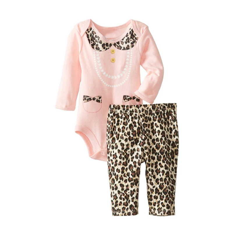 Baby Sets 2020 New Summer Classic Gentleman Boys Clothes Girls Leopard Romper + Pants Set Jumpsuit Newborn Suits | Детская одежда и
