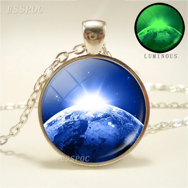 Кулон в виде голубого Галактики звездного неба Луны кабошона светящееся темноте