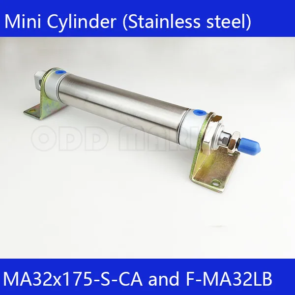 

MA32X175-S-CA Free shipping Pneumatic Stainless Air Cylinder 32MM Bore 175MM Stroke MA32*175 Double Action Mini Round Cylinders