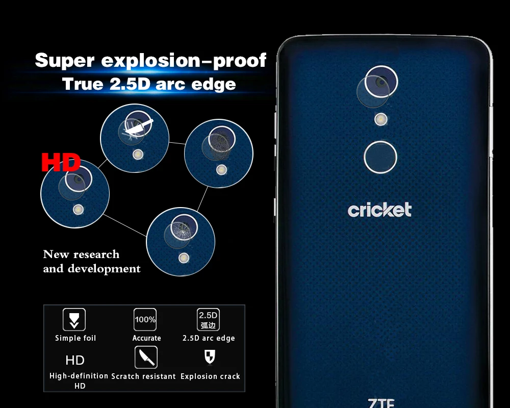 Подлинная 2.5D Защитная пленка для задней камеры из закаленного стекла ZTE Blade X Max 6 0