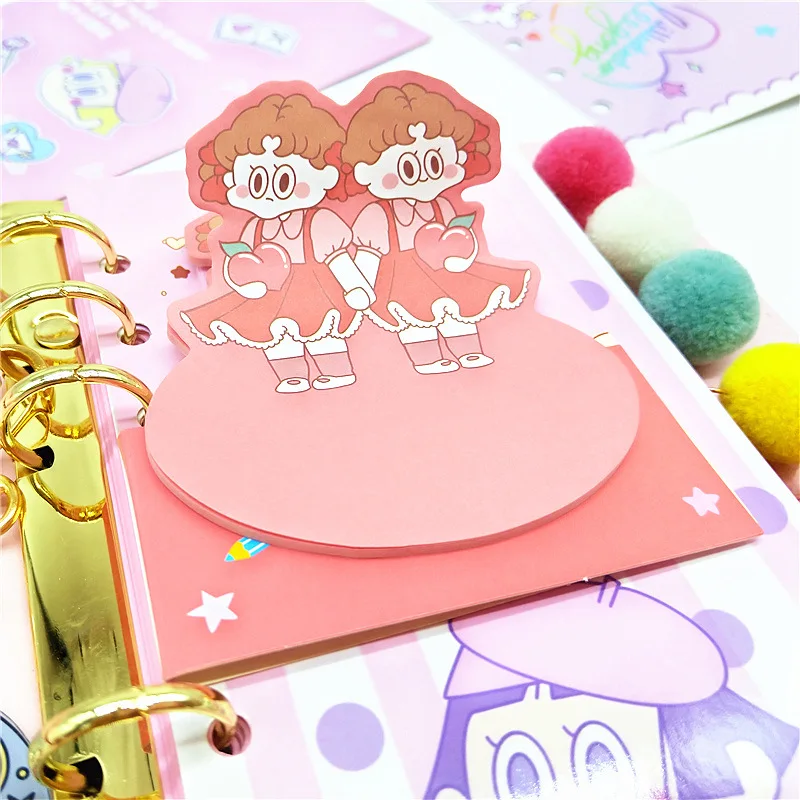 Kawaii, Корейская девушка, мелодия, две звезды, блокнот, планировщик, сделай сам, самоклеющиеся, Липкие заметки, милые канцелярские принадлежности, школьные, офисные принадлежности, подарок