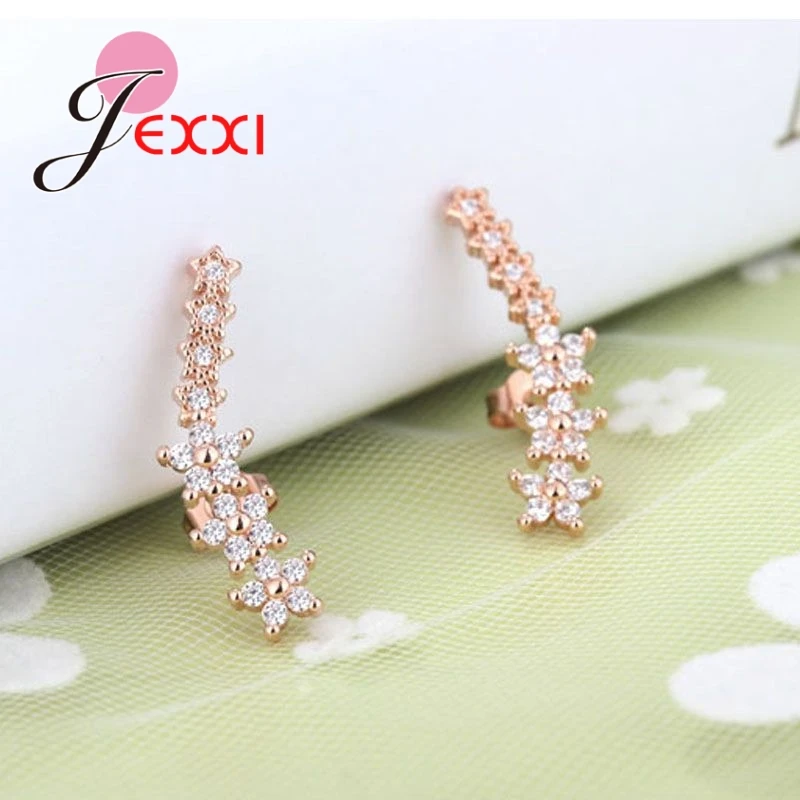 Gold/Rose Gold/Silver Stud Earrings with Circular AAA White Zircon For Wedding Party Jewelry Valentines Day Gift | Украшения и