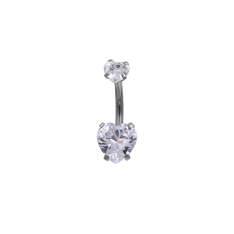 Clear Gem Двойное сердце кристалл пирсинг-серьги для пупка Nombril пупка кольца пупка пирсинг ювелирные изделия Горячие летние женские ювелирные изделия - Окраска металла: Clear Gem