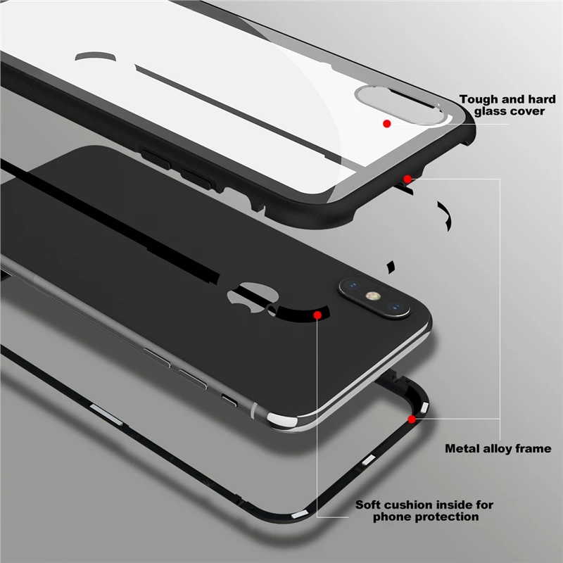 2 в 1 чехол для телефона Iphone 7 plus с полным покрытием 360 прозрачный магнитный