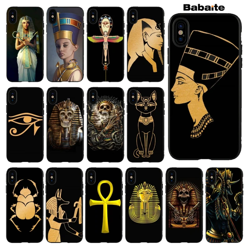 Черный чехол для телефона Babaite Egypt Nefertiti Anubis Ankh 11 Apple iPhone 5 6 6S 7 8 Plus X XS MAX XR | Мобильные