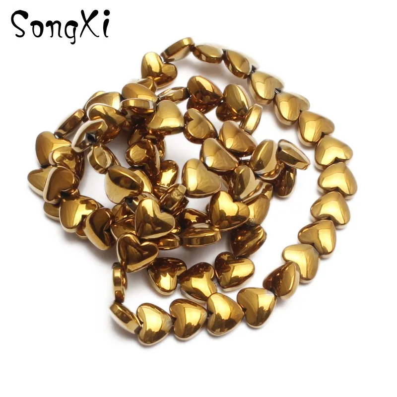 Многокрасочный гематит в форме сердца россыпью 6*5 мм бисер из натурального камня