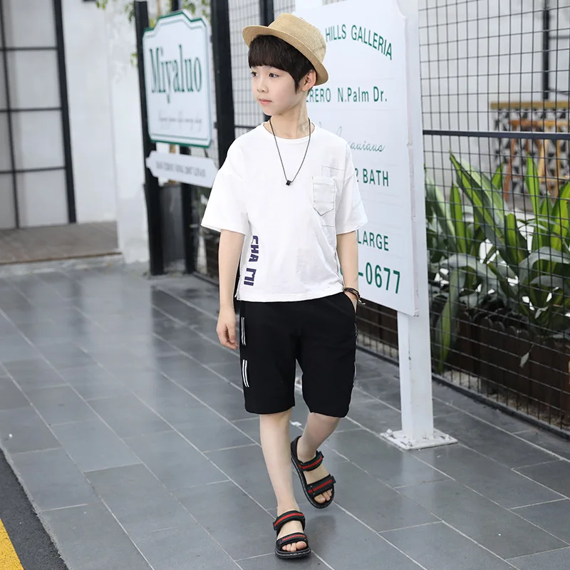 Летняя одежда для мальчиков комплект детской одежды модный бутик костюм малышей