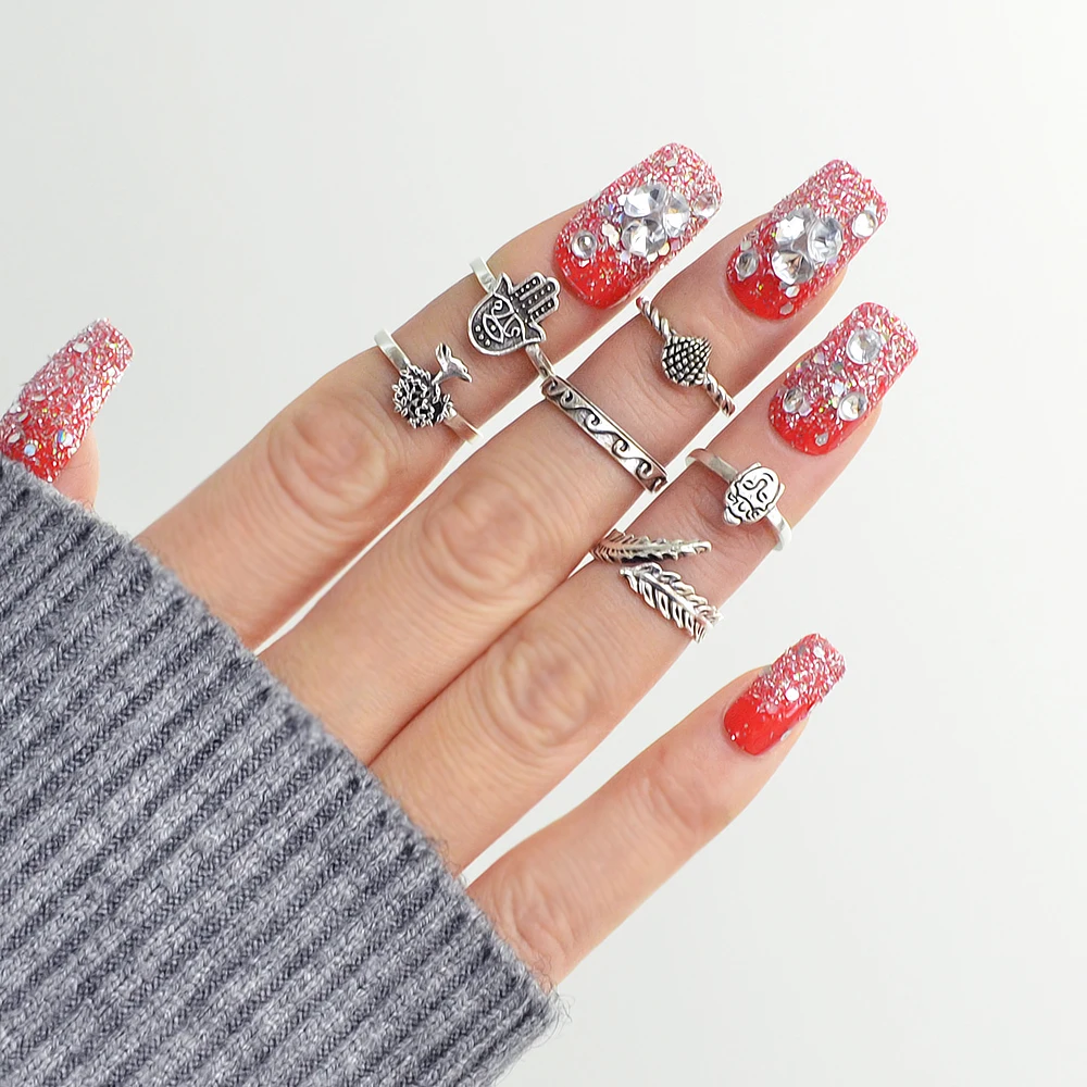 6 шт./компл. Панк Boho Винтаж Стиль Кольца комплект старинное серебро Цвет | Кольца -32849921997
