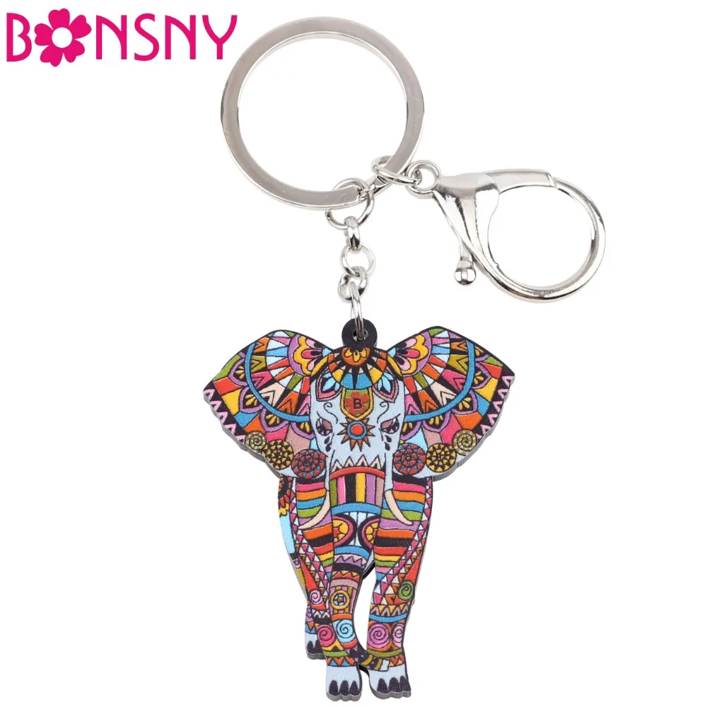 Bonsny акриловое ювелирное изделие для собаки джунгли слон животное брелок ключей