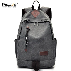 Холщовый рюкзак для мальчиков-подростков, школьная сумка для ноутбука, студенческий Повседневный дорожный ранец, большие сумки для книг, коричневый, черный, XA1916C