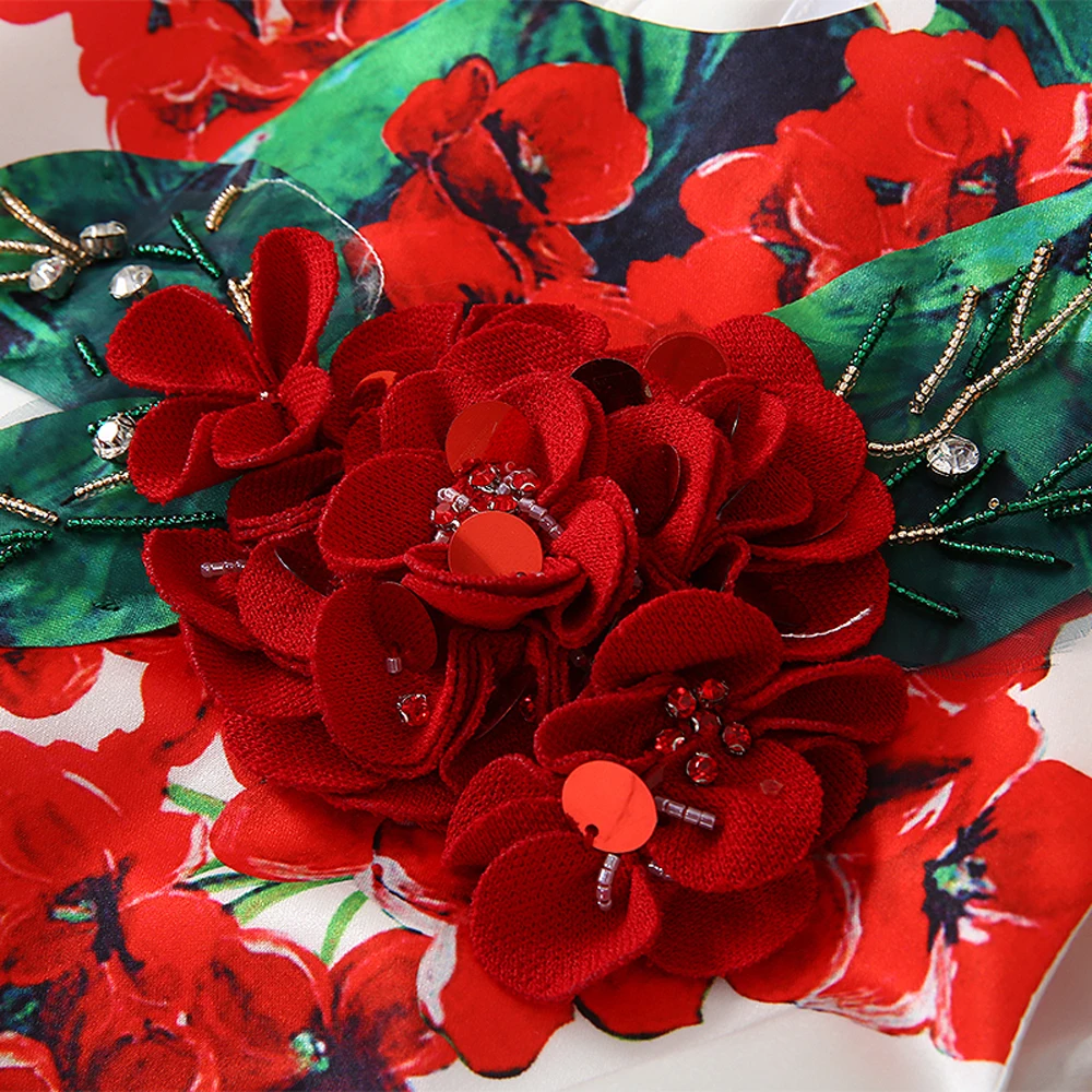 Red RoosaRosee/модное дизайнерское женское платье для подиума, роскошные нарядные платья с объемным цветком и аппликацией с бриллиантами, vestidos robe Femme