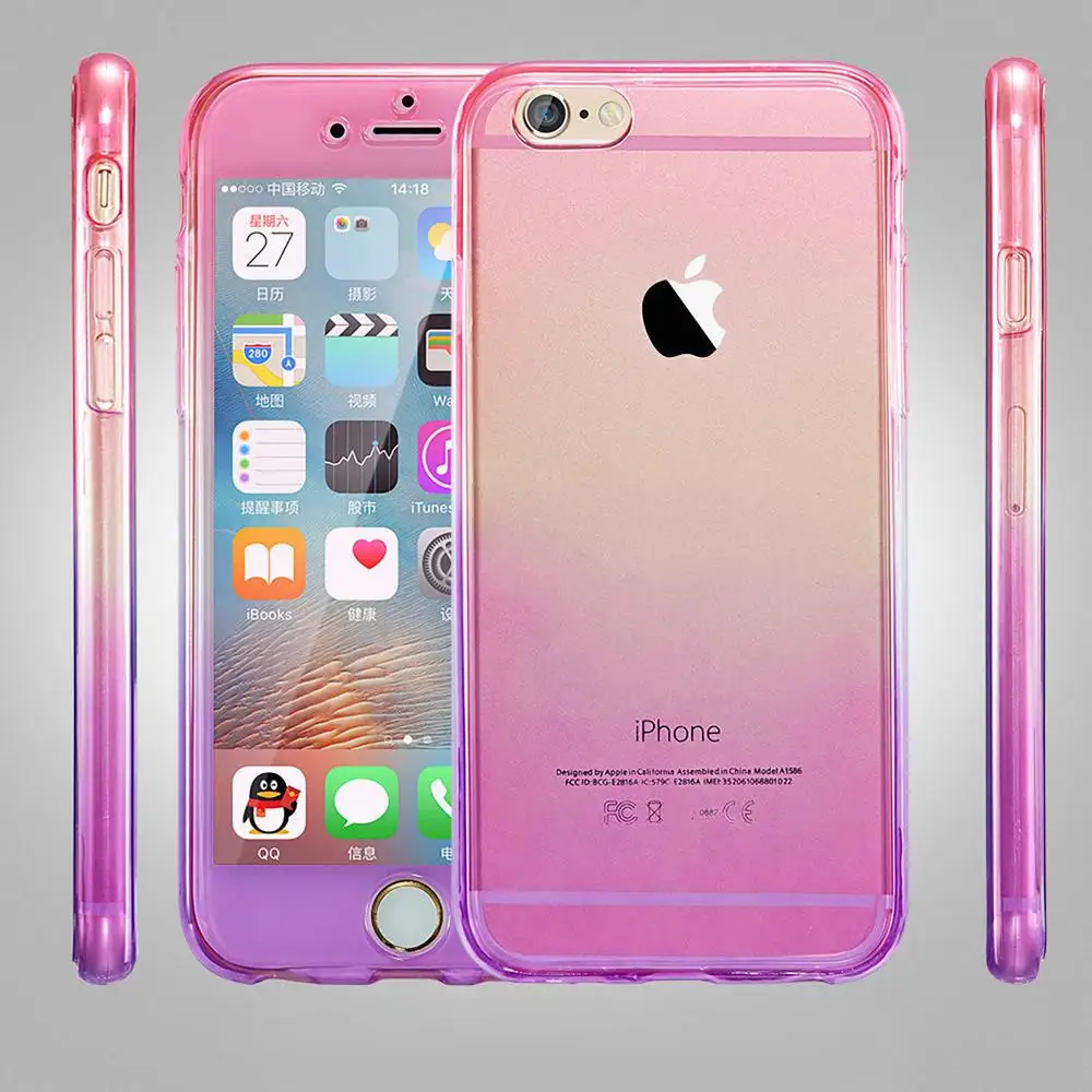 Мягкий чехол для X Iphone 6 6s 7 8 Plus противоударный 360 Полный протектор Передняя Задняя