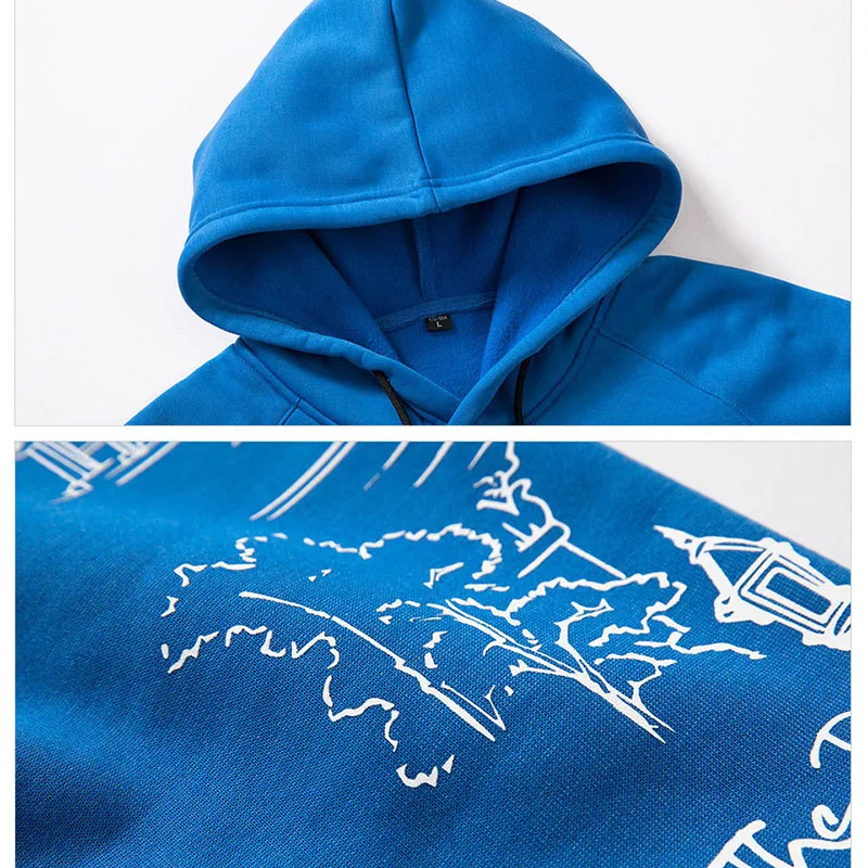 

Fashion pattern print loose fit casual hoodies men hooded European size pullover casual outerwear new 2019 autumn winter