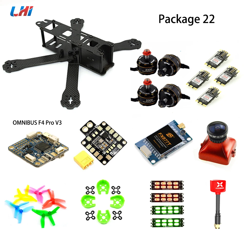 LHI RC drone frame kit 220 мм omnibus f4 управление полетом DX2205/2306 бесщеточный двигатель Airbot wraith 35A ESC Квадрокоптер с камерой