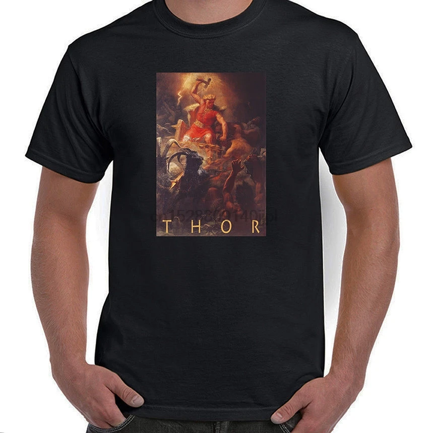 Thor Battling The Giants Jotnar Hammer Футболка с принтом всех размеров Мужская Летняя стильная