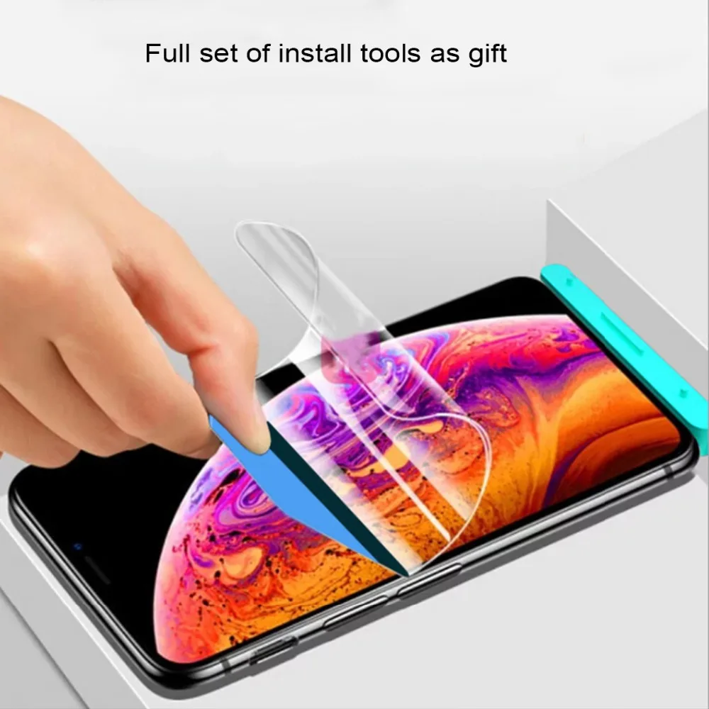 Мягкая гибкая защитная пленка из ТПУ 9D для iPhone 8 7 Plus X XS Max полное покрытие