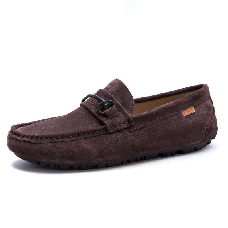 Wandai-5508-Brown Мужские лоферы; Повседневная обувь без застежки; мужские лоферы на меху; мужские замшевые мокасины; роскошная мужская обувь для вождения из натуральной кожи; Цвет Черный - Цвет: Wandai-5508-Brown