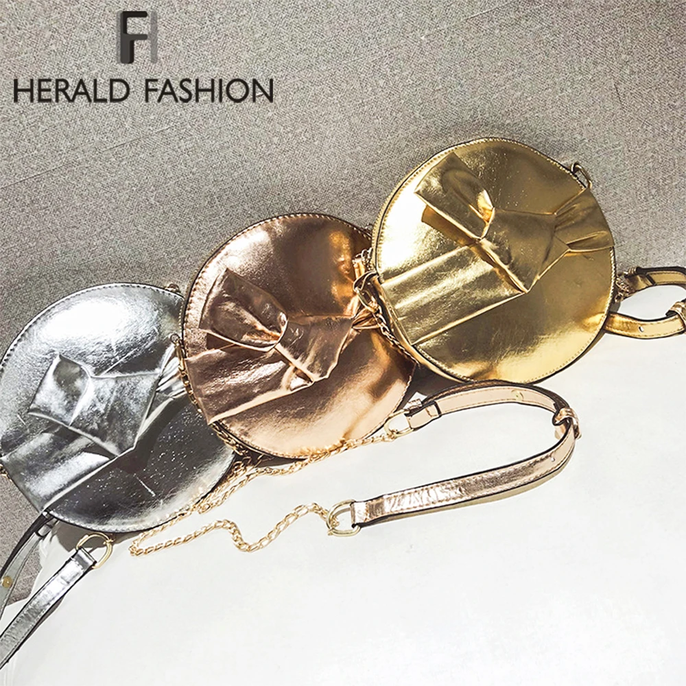 Herald Fashion качественная кожаная женская сумка мессенджер круглая через плечо для