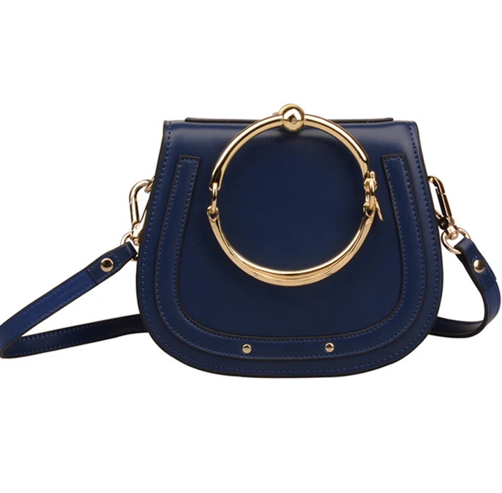Женские кожаные сумки с ручкой браслета роскошные дизайнерские сумки через плечо - Цвет: Dark blue