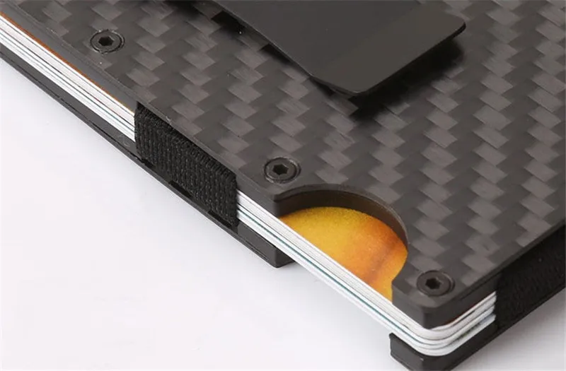 Мини Тонкий кошелек из углеродного волокна зажим для денег блокирующий RFID алюминиевый сплав кредитный держатель для карт мужской металлический кошелек чехол для ID карты