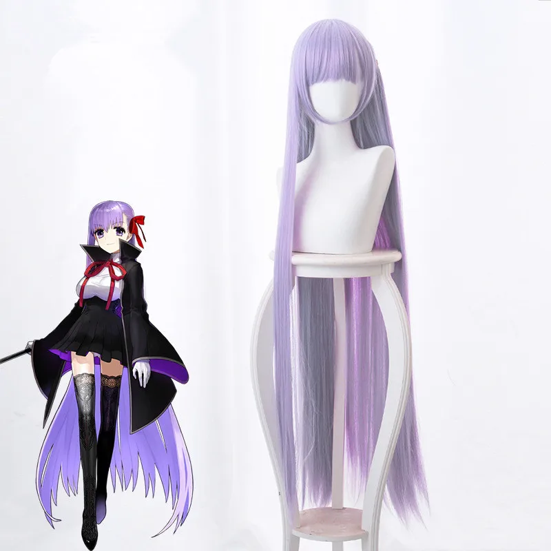 Fate EXTRA CCC косплей парик BB Byibyi черное пальто девушка фиолетовый 120 см длинные прямые синтетические накладные волосы парик Кепка