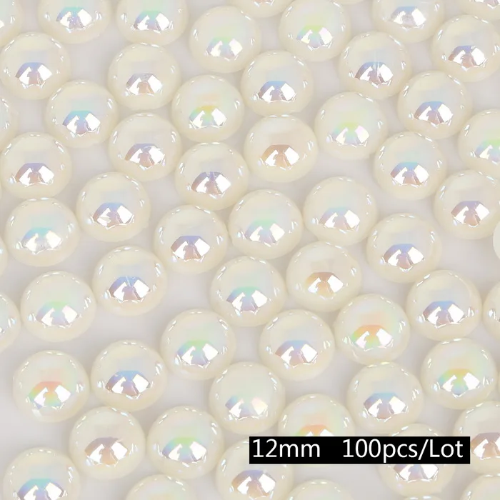 12mm 100pcs Ivory 50-1000 шт. Мульти Размеры AB Цвета полукруглый Flatback Пластик ABS имитация жемчуг для шитья одежды DIY craft украшения - Цвет: 12mm 100pcs Ivory