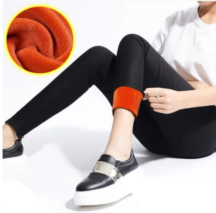 black inner yellow Makuluya холодный зимний суперзамок теплые женские леггинсы утолщенные внутренние меховые узкие леггинсы тонкая талия Волшебная фигура леди леггинсы SQW - Цвет: black inner yellow