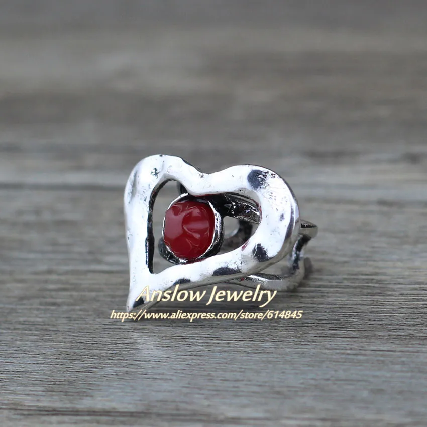Женское Винтажное кольцо с сердечком Anslow дизайнерское из смолы в стиле ретро