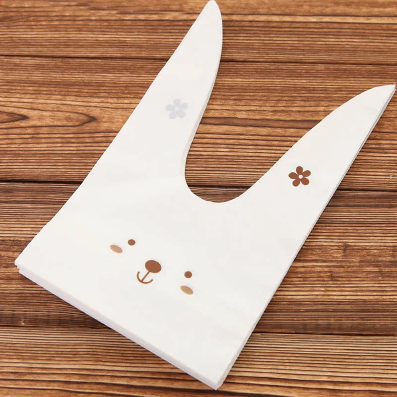 20 шт./лот пакеты для печенья с милыми заячьими ушками пластиковые конфет и