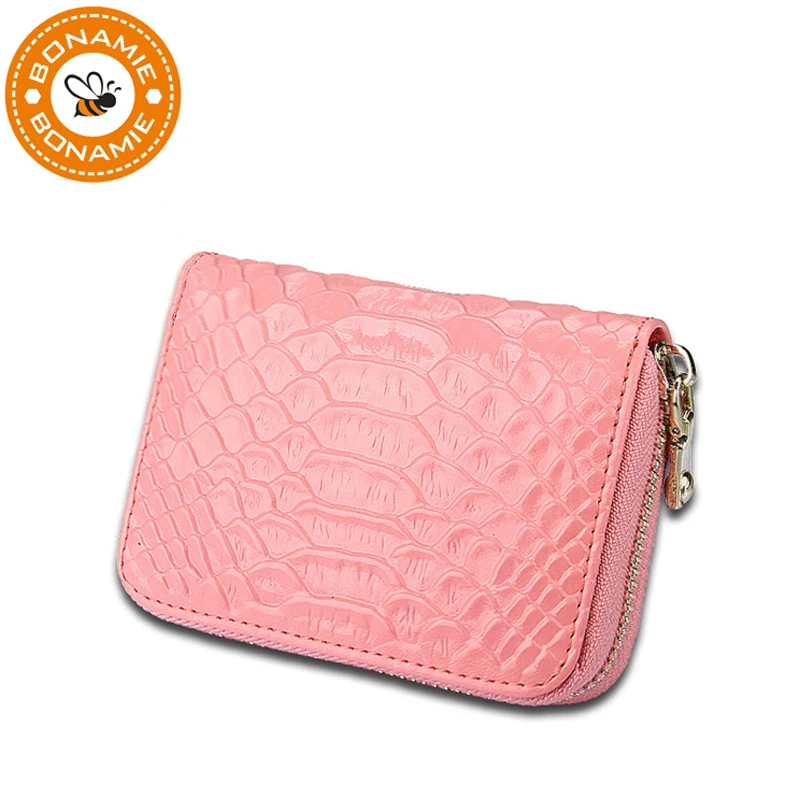 Кошелек женский из натуральной кожи под змеиную кожу на молнии|card case|credit card bagcard bag