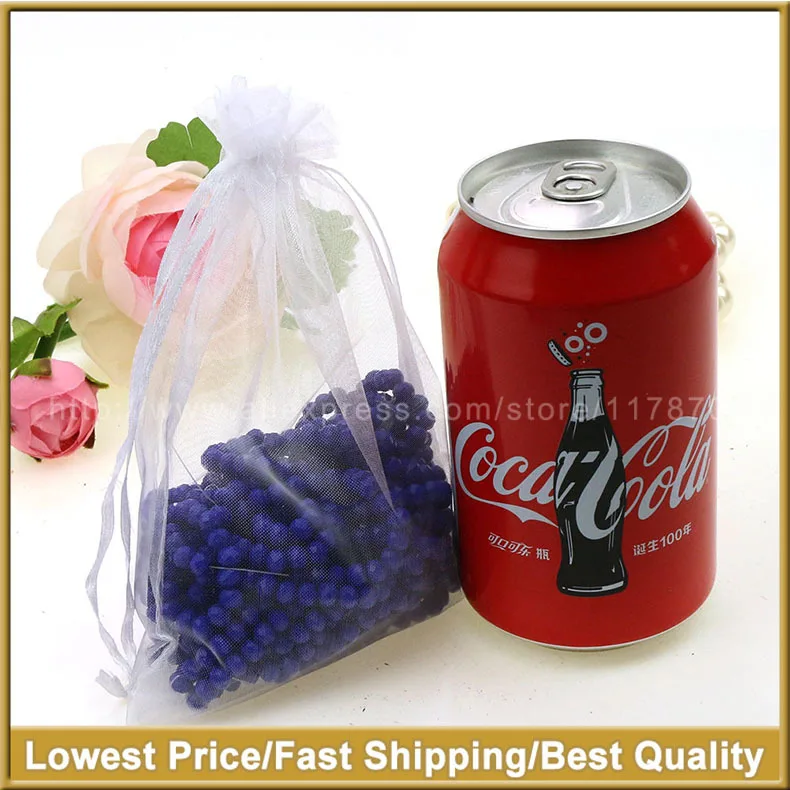 13x18cm White Organza Jewelry Gift Bags Cheap Pouches Wedding Favor Bag Customed Logo Printed 100pcs/lot Wholesale - купить по