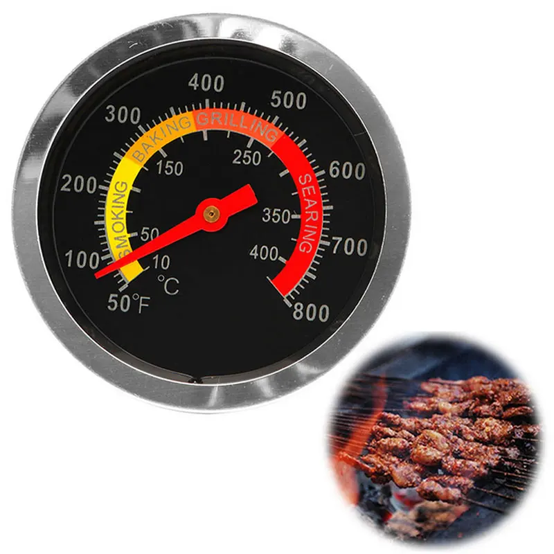 Stainless Steel BBQ Smoker Grill Thermometer Temperature Gauge 50-800 Degrees Fahrenheit