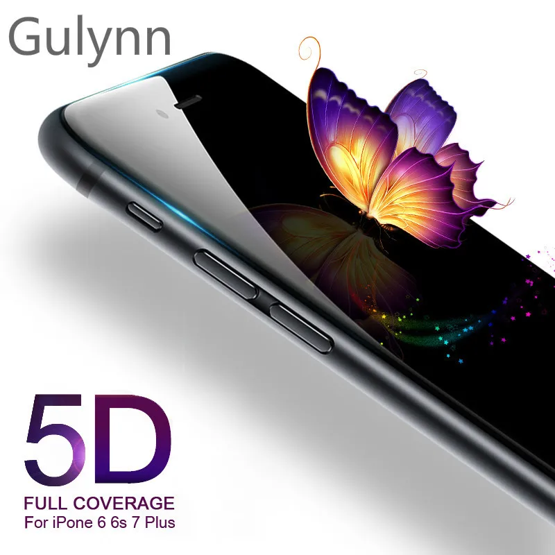 Gulynn Full Cover Film Curved Edge 5D Tempered Glass for iphone 7 8 X glass 6s plus Screen Protector For iPhone 6 | Мобильные
