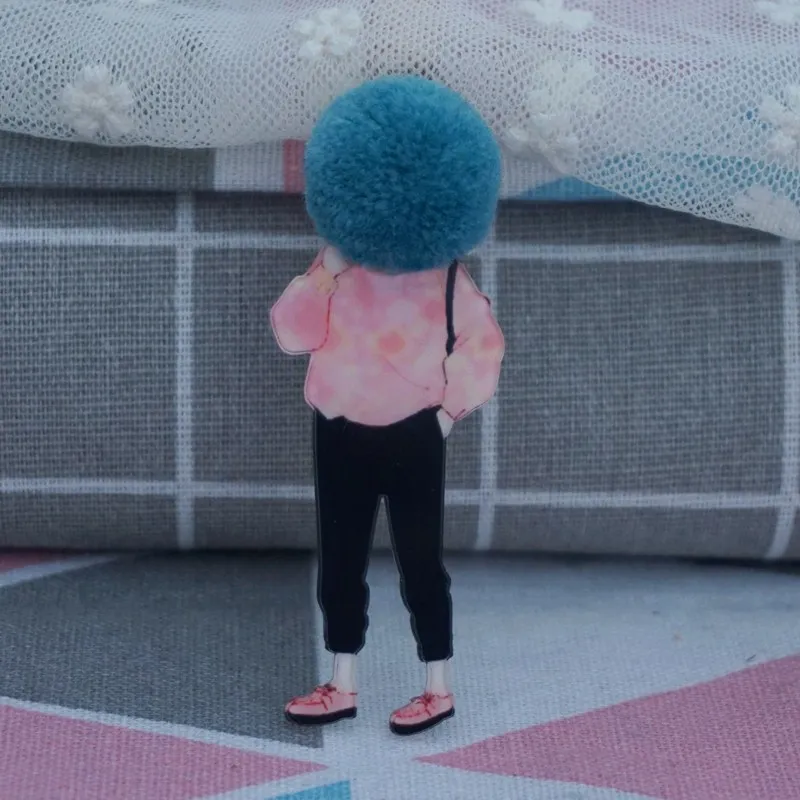 Женская модная брошь Милые нашивки на рюкзаке kawaii Акриловые броши булавка с шерстяным шариком шерстяная шляпа Женская булавка значок Broĉo
