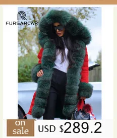FURSARCAR New Winter Parka Luxury Women Natural Fur Jacket With Real Fox Fur Collar& Cuff Female Fashion Long Parkas Coat