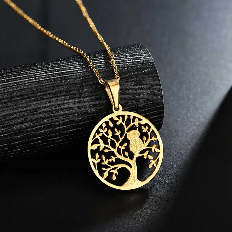 

Nextvance 12pcs/lot Tree of Life Pendant Necklace Stainless Steel Chain Choker Necklace for Women Gift Dropshipping
