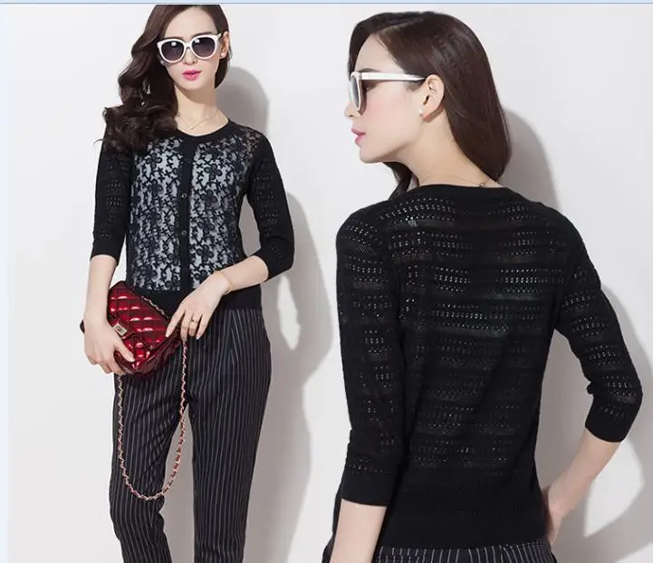 Новый весенний и летний женский кружевной кардиган Элегантный ажурный