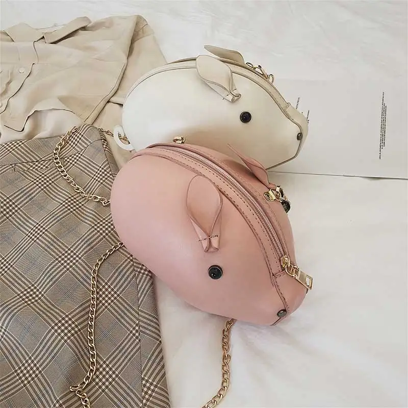 HuckLuto 2019 New Promotion Sale Fashion Casual Cute Chain Pink White Small Shoulder Pig Bag Leather Youth Women's Messenger | Багаж и