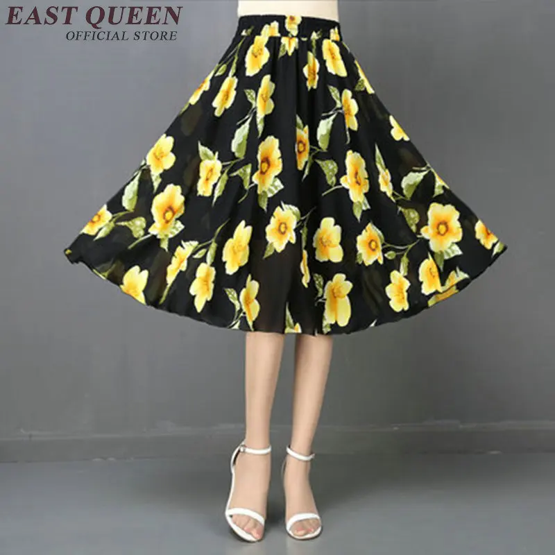 Летняя женская юбка миди 2018 Новое поступление винтажная Расклешенная с