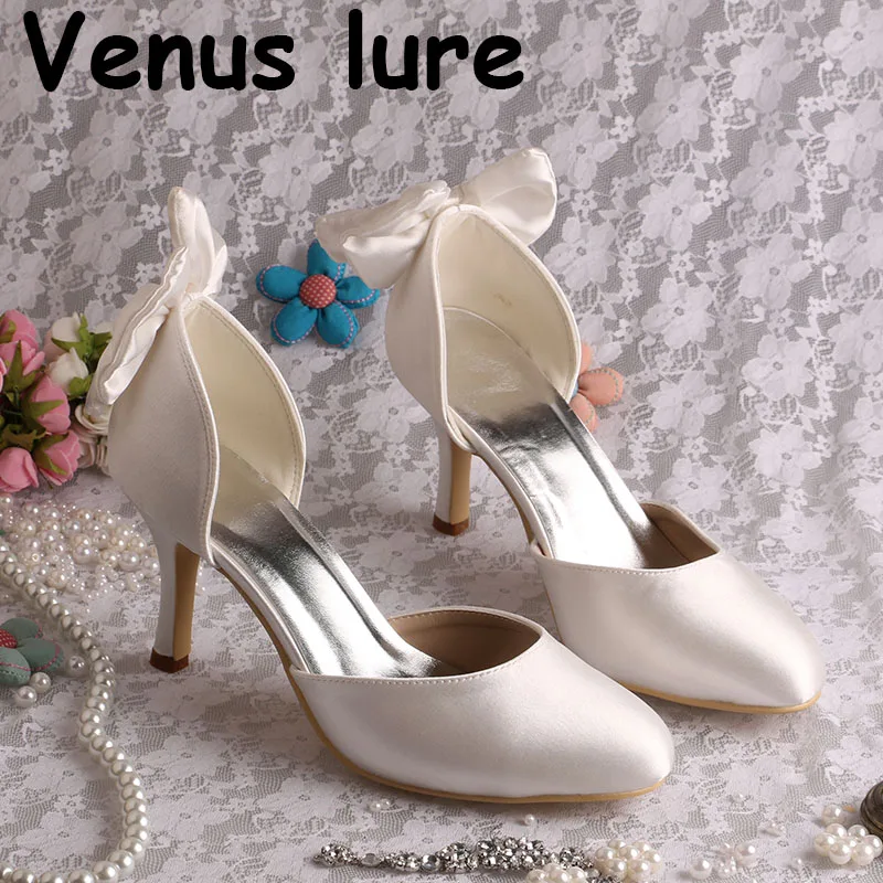 

Атласное платье с бантом цвета слоновой кости для свадебной обуви для подружек невесты, вишневый, ручная работа на заказ