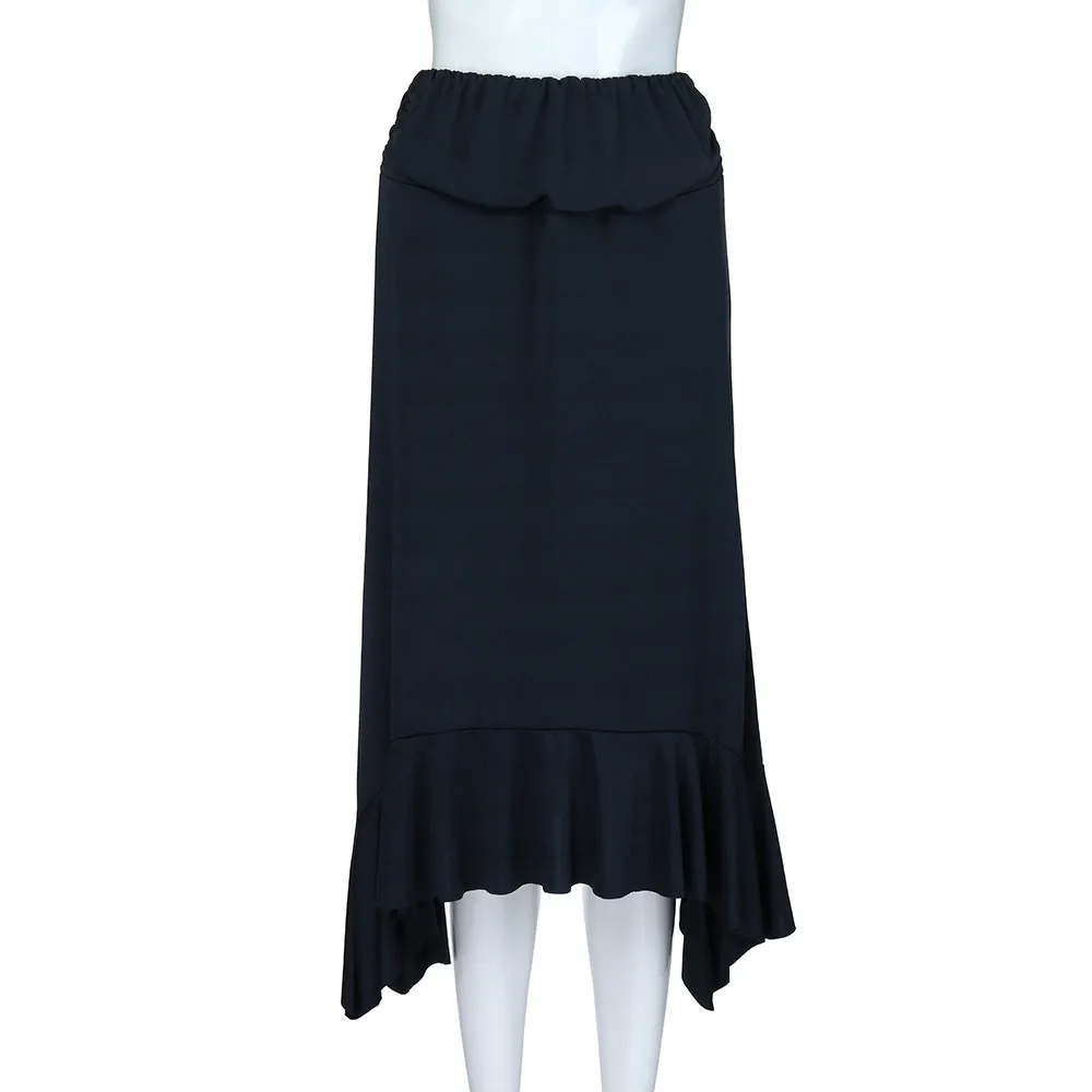 Свободная Страусиная Женская однотонная струящаяся юбка-платок Hemline миди юбка с высокой талией длинная юбка женская повседневная юбка в стиле ампир